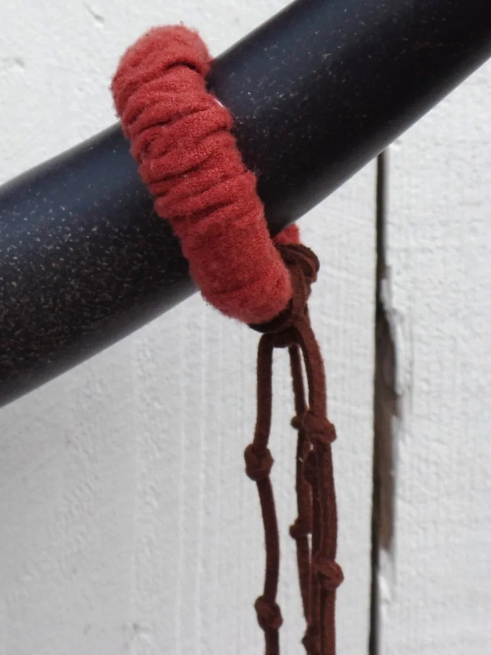 Hand Crafted SUEDE Hair Tie BEADED KNOTTED